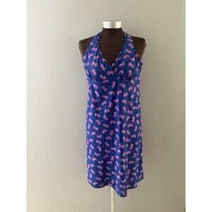 Southwind Apparel Sundress Size L Blue Pink Crabs Halter Swim Halter Beach Vaca